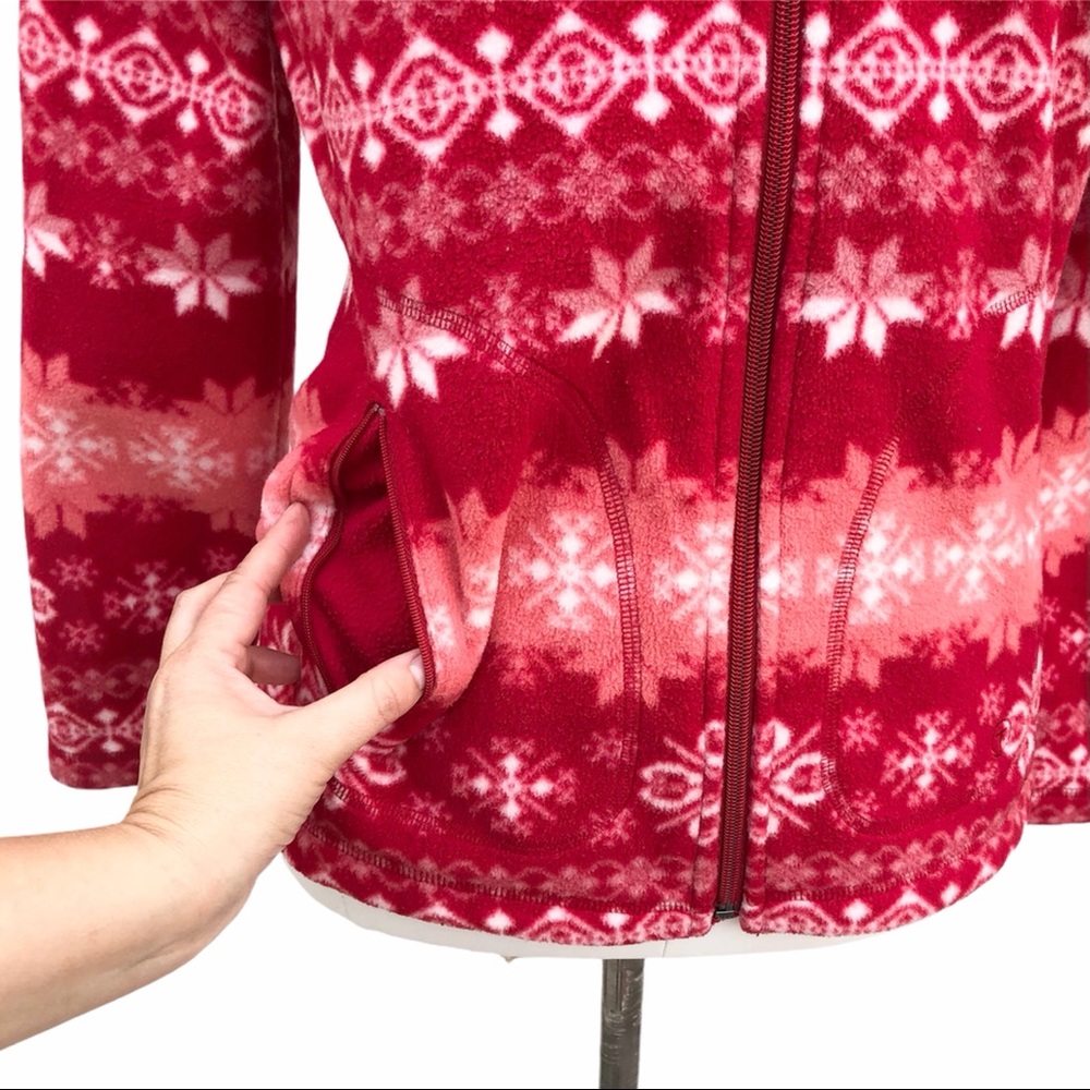 Talbots Snowflake Full Zip Fleece Jacket Sweater - image 6